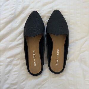Sun + Stone Women's Black Textured Flats